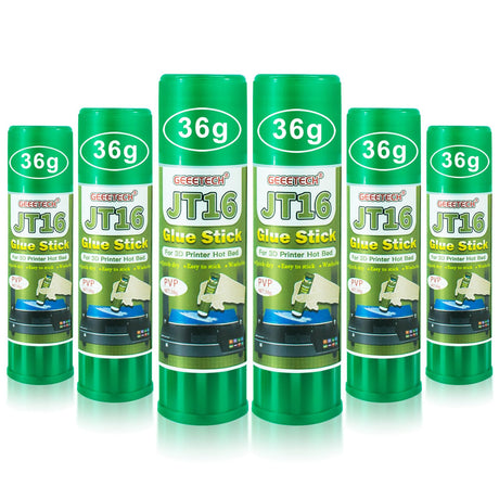 Geeetech 6 Pieces 3D Printer Glue Sticks 36 Gram Each PVP Solid Glue Stick for 3D Printer Hot Bed, Water-Soluble Glue Stick, Quick Dry, Easy to Stick and Washable Geeetech