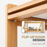 MoNiBloom 55" Curio Display Cabinet with Doors, 4-Tier Bamboo Showcase Storage Cabinet Shelf Collectibles Toy Display Case for Living Room, Natural MoNiBloom