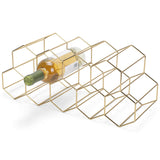 NAT & Jules Honeycomb Gold Tone Iron Metal Tabletop Wine Rack, Large - Perfect for Kitchen Countertop, Pantry or Cabinets Display or Storage - Holds 12 Bottles, Gold Tone NAT AND JULES
