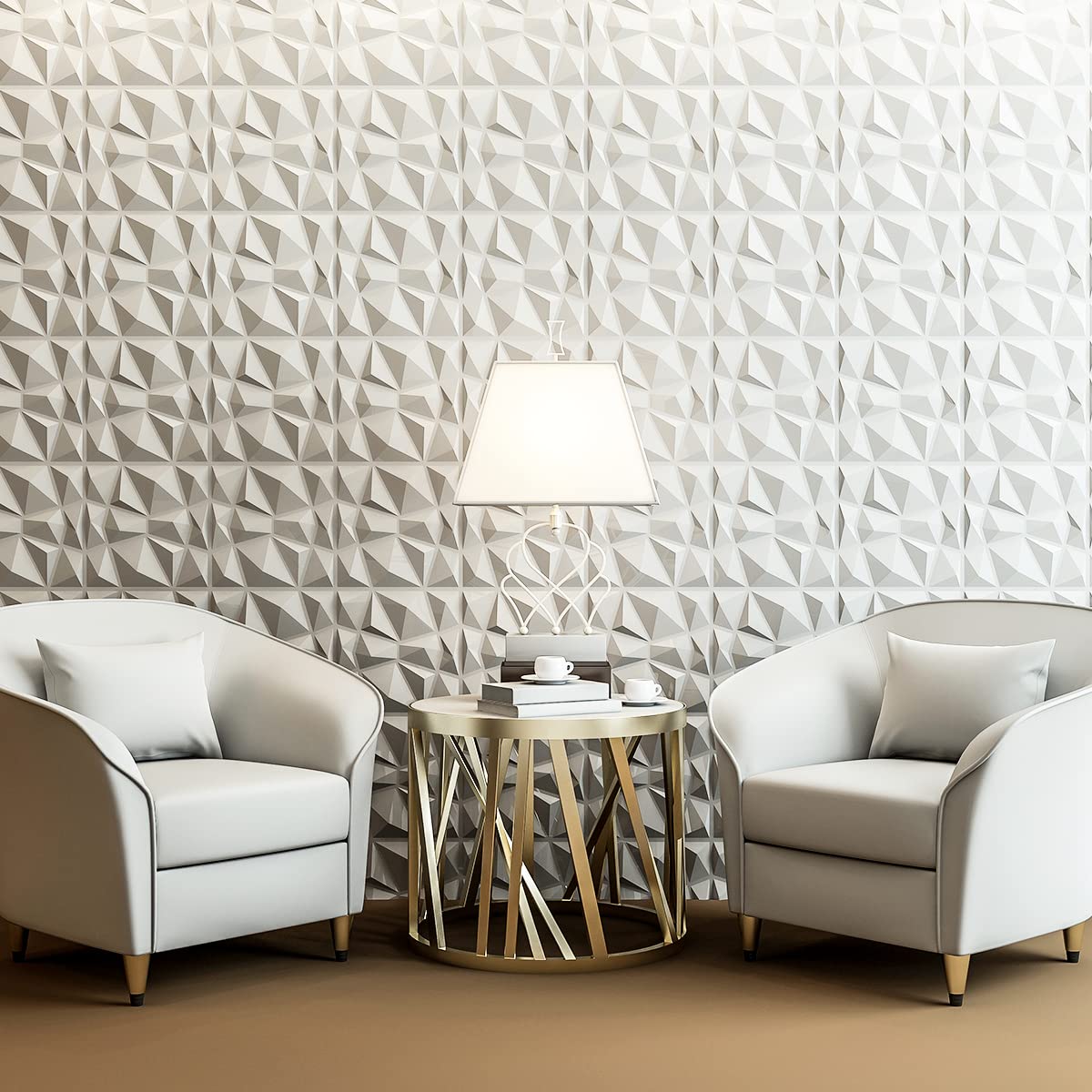 Art3d Decorative 3D Wall Panels in Diamond Design, 12"x12" Matt White (33 Pack) - WoodArtSupply