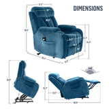 DAZONE Dark Blue Small Power Lift Recliner Chair for Elderly - Quiet Motor Electric Recliner with Overstuffed Comfort with Space-Saving Design for Living Room, Bedroom DAZONE