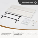 Floating Shelves 36 Inches Long - 8 Inch Deep Rustic Premium Solid Pine Wood for Storage - Farmhouse Wall Mounted for Living Room - Heavy-Duty Metal Bracket - 36" W x 8" D - Set of 2 - White Color Fun Memories
