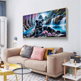 Ekuxom Large Diamond Art Kits for Adults, Waterfall Large Animal Diamond Painting Kits, Round Full Drill Leopard Diamond Dots Paintings Gem Crafts Wall Art Decor Gifts 27.5 X 15.7 inch Ekuxom