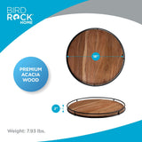 BIRDROCK HOME Wooden Lazy Susan Turntable - Countertop, Cabinet, and Table Organizer, Smooth Rotating Spice Rack, Iron-Edged Tray for Kitchen, Pantry and Dining, Rustic Wood Decor - Espresso, 18" BIRDROCK HOME