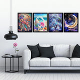 Mystara 12 Pack Diamond Painting Kits for Adults,Landscape Moon Diamond Beach Painting Set for Gift Home Wall Decor - 5D DIY Craft Kit with Diamonds(Modern-3) Mystara