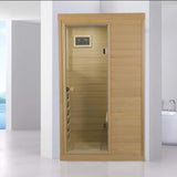 HFYee Infrared Sauna Home Sauna Box 1 Person Far Infrared Indoor Sauna Hemlock Mini Single Person Sauna for Home with LCD Display & Bluetooth on The Left of The Indoor Sauna Room, Natural HFYee