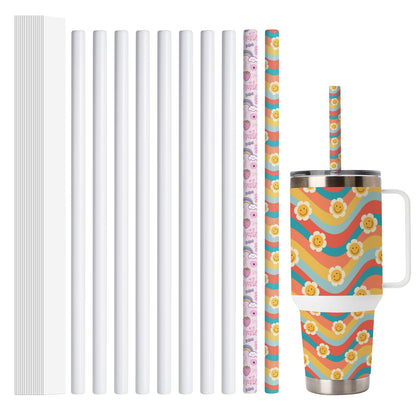 PYD Life 10 PCS Sublimation Reusable Drinking Stainless Steel Metal Straws Blanks White 0.5" x 12.4" for 42 OZ Yeti Mugs Boba Coffee Cups Tumblers