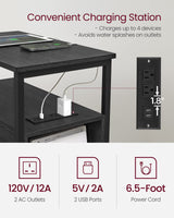 VASAGLE Side Table with Charging Station, Narrow End Table with 2 Drawers, Slim Nightstand and Bedside Table with Storage, for Small Spaces, Black ULET321B22 VASAGLE