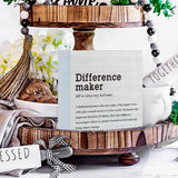 AOZHUO Difference Maker Definition Home Office Decor Wooden Box Sign, Motivational Farmhouse Decorative Positive Office Desk Accessories Wood Plaque Affirmations Wood Table Sign for TV Cabinet Shelf AOZHUO