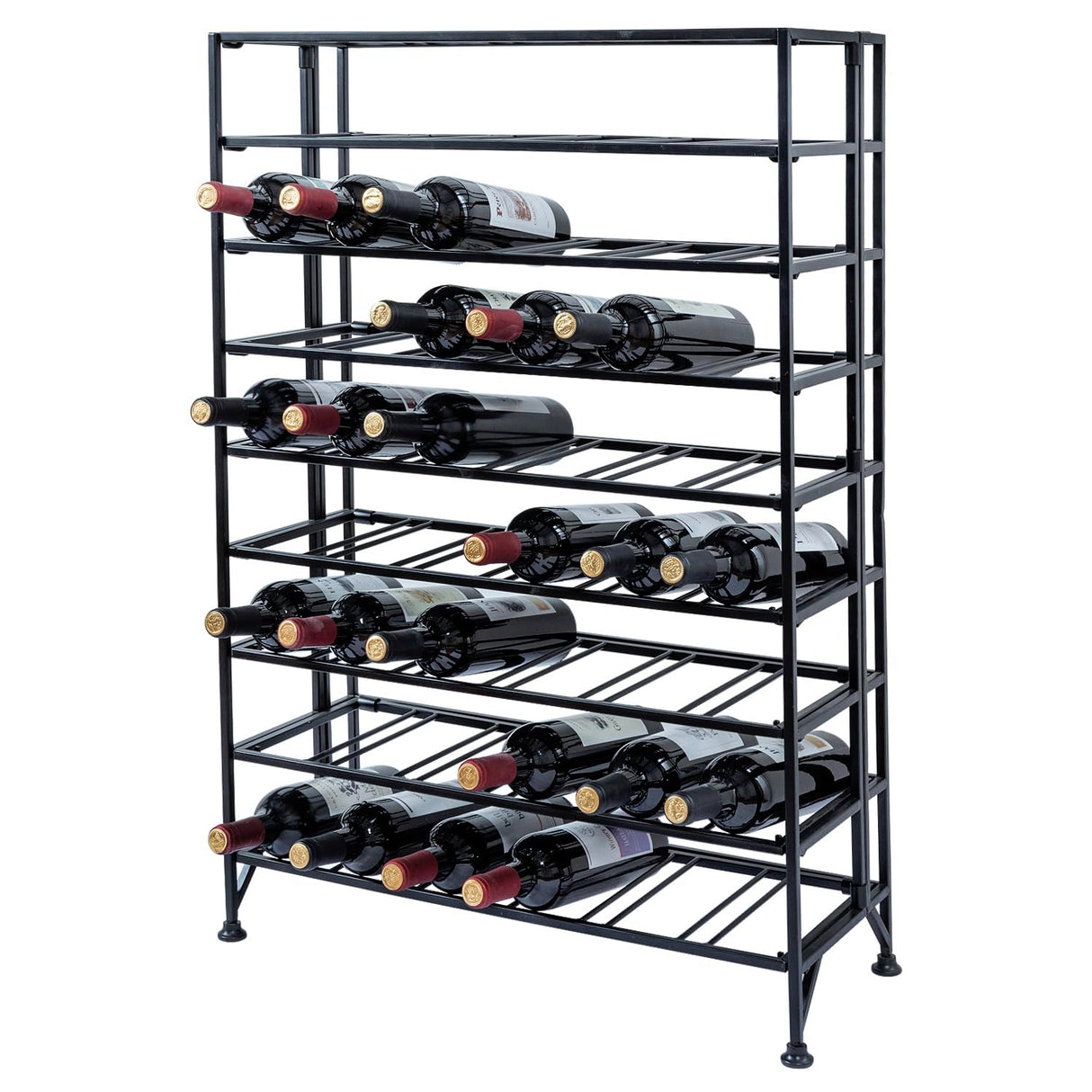 MyGift Black Metal Wine Rack Freestanding Floor Stand, 9 Tier Beverage Bottle Storage Shelf - Holds up to 54 Bottles MyGift