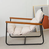 MAXYOYO Sherpa Accent Chair, Boucle Arm Chair Living Room Chair, Reading Accent Chair, Mid Century Modern Bedroom Chair,Teddy Armchair Wooden Arms Metal Frame MAXYOYO