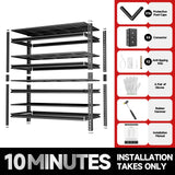 cynnda 4-Tier 40" W X 20" D X 60" H Storage Shelves 2500LBS Garage Shelving Metal Storage Shelf Adjustable Metal Racks with Shelves Heavy Duty Shelving Units and Storage Utility Shelf (Black) cynnda
