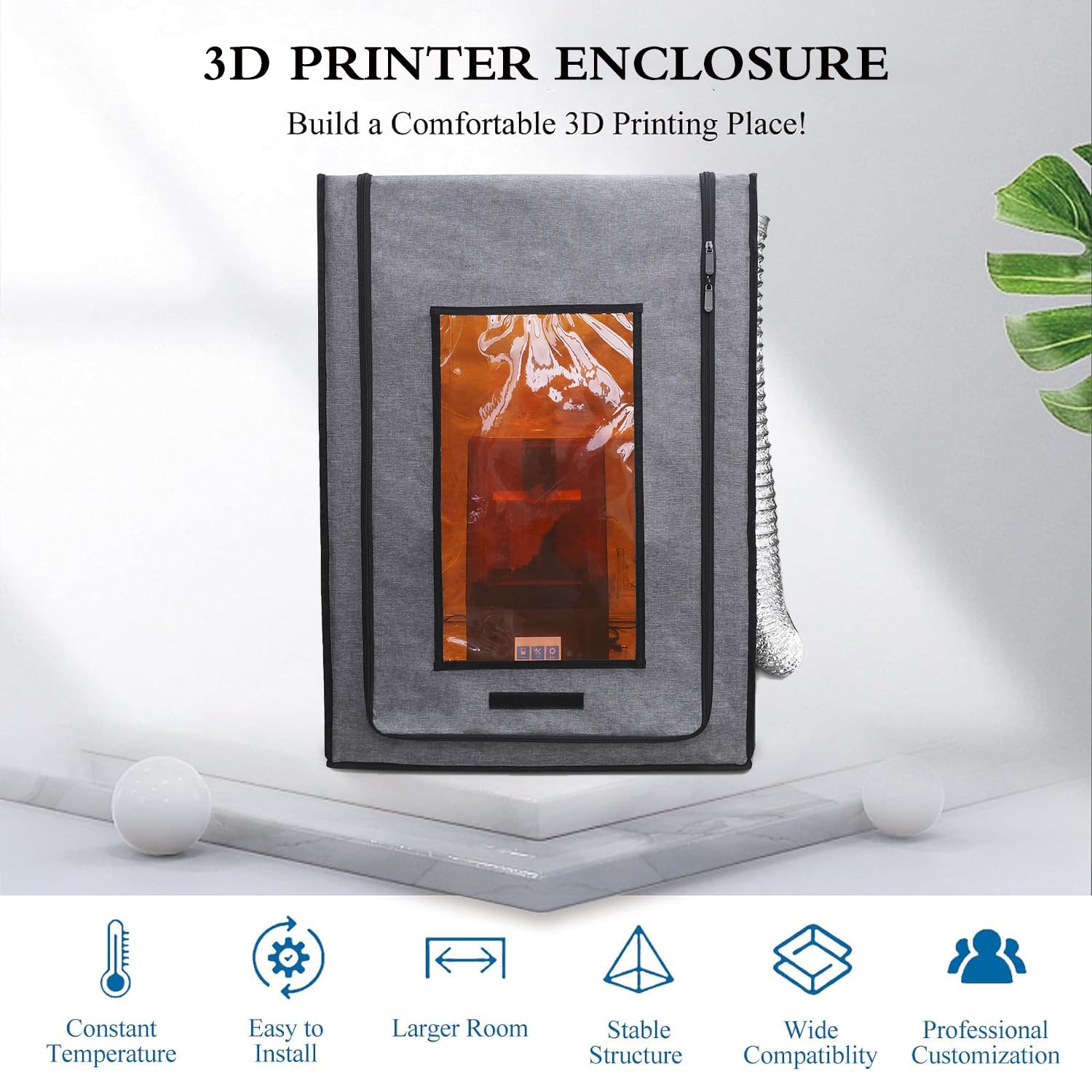 3D Printer Enclosure with Ventilation Kit,Fireproof and Dustproof Tent Constant Temperature, Eliminate Noise and Odor,UV Protection,12V Fan Vent Pipe Pre-Installed,for Most 3D Printers - WoodArtSupply