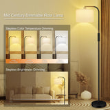 BoostArea Dimmable Floor Lamp for Living Room,Arc Sofa Lamps with Remote Control,Stepless Dimmable & Colors Temperature,2700k-6500k,67 in,Tall Modern Standing Lamp for Bedroom Study Room Office,White BoostArea