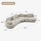 128" Luxury Curved Sectional Sofa with Ottoman, 6-Seater Boucle Couch Cloud Like Modular Sofa, Curved Sofas for Living Room, Luxury Couches with Butterfly Backrest Pillows (Beige) mr.waiba