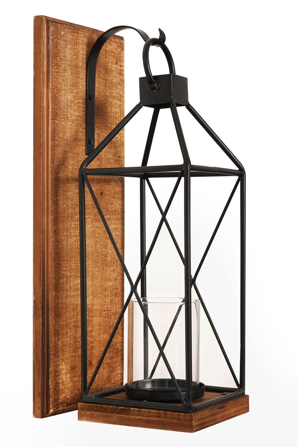 Homemory Wall Candle Sconce, Wood Rustic Candle Holder Decorative Candle Lantern with Glass Holder, Wall Decorations for Living Room, Dining Room Homemory