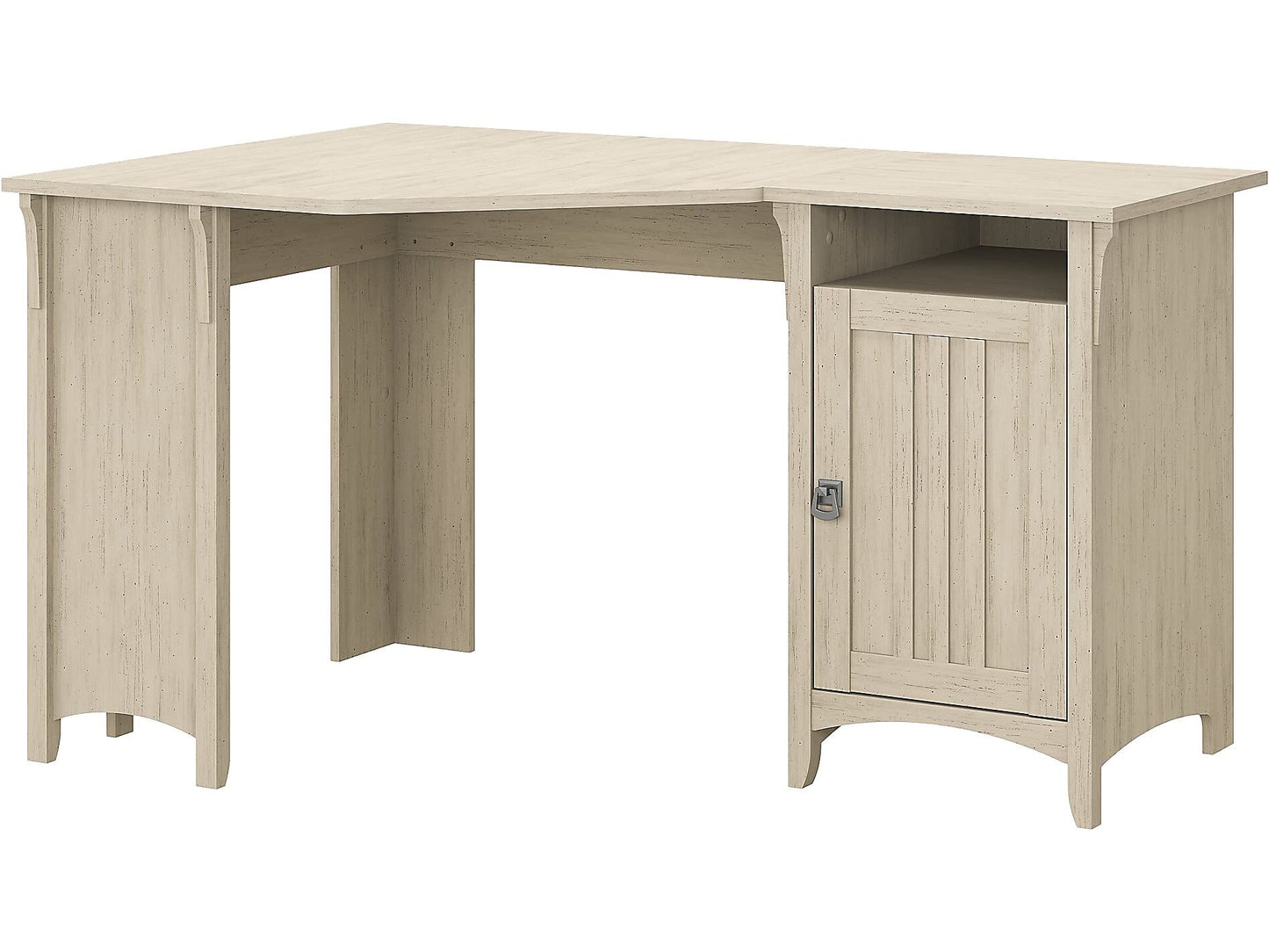 Bush Furniture Salinas 55 Inch W Corner Desk with Storage Cabinet, Antique White (SAD155AW-03) - WoodArtSupply