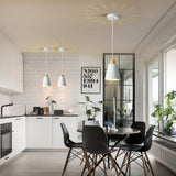 LAMKNVS Mini Pendant Light Fixtures White Wood Pendant Lighting for Kitchen Island 7.87in Cone Modern Ceiling Hanging Lights Hollow Shade Nordic Island Light for Counter, Bar, Hallway LAMKNVS