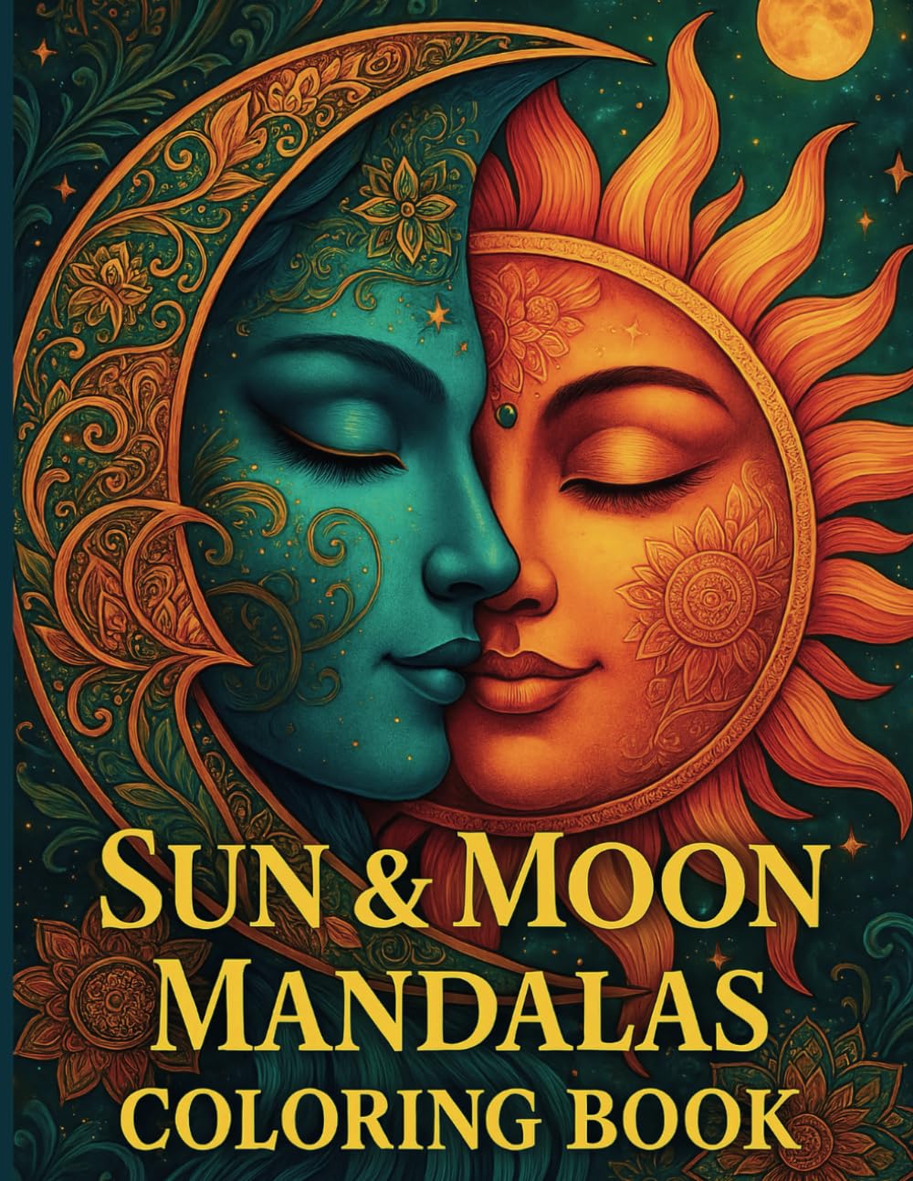Sun & Moon Mandalas Coloring Book: Intricate Face Designs with Zentangle Patterns | 42 Pages for Mindful Coloring (Sacred Suns & Mystical Moons Coloring Collection) Majosta