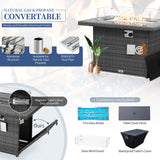 NICESOUL® 15 Piece Luxury Large Patio Furniture Sofa Set with Natural Gas/Propane Fire Pit Table, 29.3" High Back Outdoor Conversation Set, Outside PE Rattan Sectional Sofa, Light Gray NICESOUL