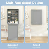 Tangkula Wall Mounted Desk, Fold Out Convertible Floating Desk, Multi-Function Murphy Desk for Home Office, Space Saving Computer Desk Hanging Table with Storage Area Tangkula