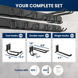 SUKIZZ 64'' All-Metal Garage Tool Organizer Wall Mount – Heavy-Duty Tool Rack Holds 680 lbs, Adjustable Hooks for Garage, Yard, and Garden Equipment SUKIZZ