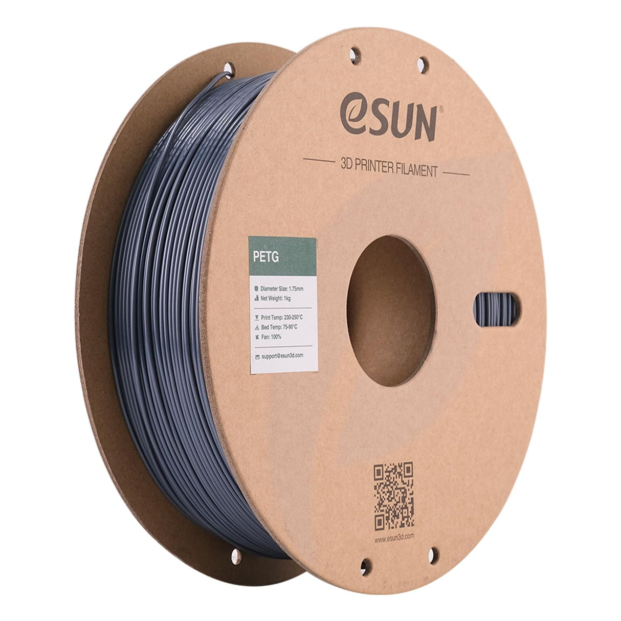 eSUN PETG Filament 1.75mm, 3D Printing Filament 1kg Spool(2.2lbs), 3D Filament 1.75mm Dimensional Accuracy +/- 0.03mm,Fit Most FDM Printers(Solid Grey) eSUN