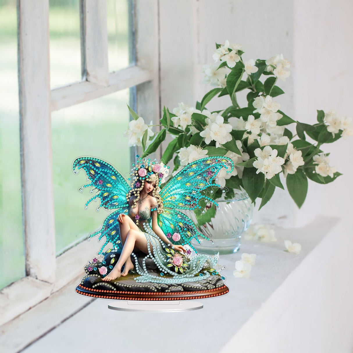 DoxQcs DIY 5D Easter Bunny Egg Diamond Art Painting Ornaments Kits, Crystal Rhinestones Diamond Art Desktop Ornament for Desktop Ornaments (Single Side Dot Diamond)-#27-Butterfly Fairy DoxQcs