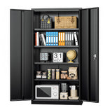 INTERGREAT Metal Storage Cabinets 72” Black Garage Steel Storage Cabinet with Doors and Shelves, Metal Tool Cabinet, Steel File Cabinet for Home Office, Basement, Warehouse, Classroom（Anti Tipping） INTERGREAT