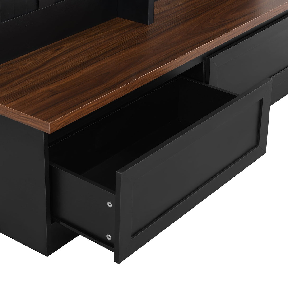 LUMISOL Farmhouse Hall Tree with Wood Grain Storage Bench, 4-in-1 Mudroom Coat Rack with Open Compartments and 2 Large Drawer, Entryway Shoe Cabinet with 6 Hanging Hooks for Hallway, Black LUMISOL