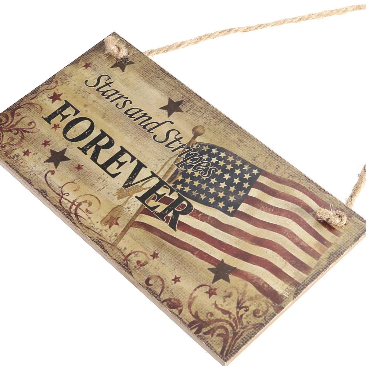 BinaryABC 4th of July Wooden Sign Plaque Door Wall Hanging Decorations, Fourth of July Independence Day Memorial Day Party Decorations BinaryABC