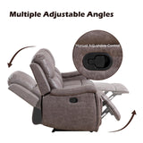 CANMOV Faux Leather Manual Reclining Sofa,3 Seat Recliner Couch Sofa with Overstuffed Arms and Back,Manual Recliner Sofa Set with Concealed Cup Holders for Living Room,Grey CANMOV