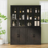 VOWNER TV Stand for TVs up to 75", 4-Piece TV Hutch with Cabinets, Entertainment Center with Bookshelves, Modular TV Console for Living Room, 2D+2H (Black, 111.12" W) VOWNER