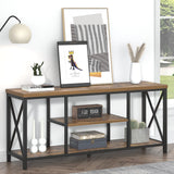 EXCEFUR 55 Inch TV Stand for Televisions up to 65 Inch, Modern Entertainment Center with Storage Shelves, Industrial Media TV Console for Living Room, Bedroom, Rustic Brown EXCEFUR