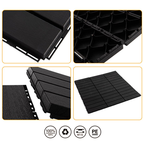 ASTEROUTDOOR Interlocking Deck Tiles Plastic Waterproof Outdoor Flooring 12" x 12" for Patio Garden Deck Poolside Indoor Outdoor, 27 pcs, Gray AsterOutdoor
