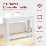 Safdie & Co. - White Console Tables for Entryway, Boho Console Table with Drawer and Shelf, Use As Doorway Table, White Makeup Desk, or Accent Furniture for Decorating Foyer, 12 x 40 x 30 Inches Safdie