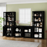 VOWNER TV Stand for TVs up to 75", 4-Piece TV Hutch with Cabinets, Entertainment Center with Bookshelves, Modular TV Console for Living Room, 2D+2H (Black, 111.12" W) VOWNER