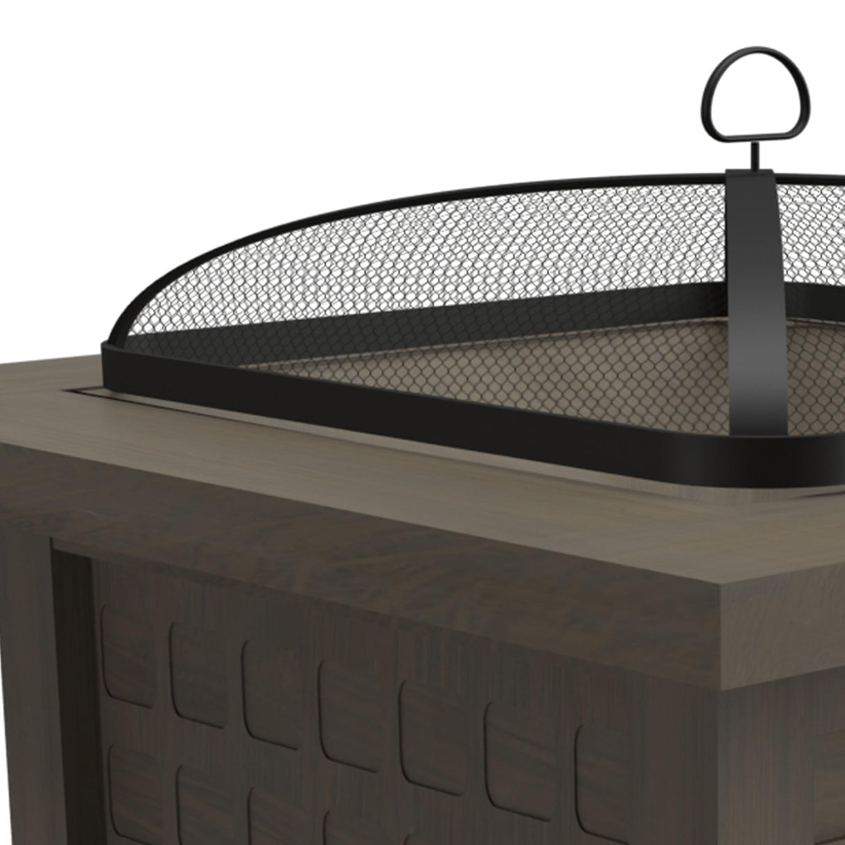 Four Seasons Courtyard 30" Steel Slate Top Wood Burning Fire Pit Square Outdoor Backyard Patio and Deck Fireplace with Safe Screen and Poker, Bronze Four Seasons Courtyard