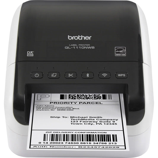 Brother QL-1110NWB Wide Format, Postage and Barcode Professional Thermal Monochrome Label Printer with Wireless Connectivity