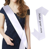 CIEHER Sash White Sash Blank Satin Sash Bride Sash Custom Sash Prom Court Sash Mommy to Be Sash Birthday Sash Bride to Be Sash Bachelorette Sash Graduation Sash Party Decorations Make Your Own CIEHER
