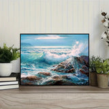 JFYHAB Sea Diamond Painting Kits for Adults-Diamond Art Kits for Adults,5D Diamond Painting Sea, DIY Full Drill Diamond Painting Beach Ocean Gem Art and Crafts 12x16 inch JFYHAB