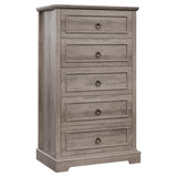 HOSTACK 5 Drawer Tall Dresser, Modern Farmhouse Chest of Drawers, Wood Dressers Organizer, Accent Storage Cabinet for Living Room, Hallway, Home Office, Ash Grey HOSTACK