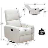 Jocisland Swivel Rocker Recliner Chair for Adults, Nursery Rocking Reclining with High Back, Small Glider for Small Spaces/Living Room/Bedroom/Nursing, Off-White Teddy Jocisland