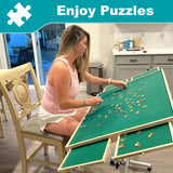 RAGOZONERY Jigsaw Puzzle Table 1500 Pieces,Adjustable Height&Up Puzzle Board with Cover and 4 Drawers,34×26in Puzzle Tables for Adults,Puzzle Board with Cover with Legs for Puzzle Doer RAGOZONERY