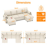 DURASPACE Sofa Bed Pull Out Couch Sleeper with Double Storage Chaise, U Shaped Convertible Sectional Sleeper Sofa for Living Room with USB Charging Ports, Cup Holder (Beige) DURASPACE