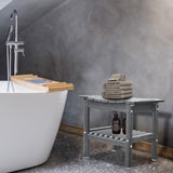 Restcozi HDPE Shower Bench Inside Shower Stool with Space-Efficient Storage Shelf, Shower Bath Chairs Spa Stool for Bathroom - Great for All Ages Unisex Elderly (Grey, Large & 19.3 * 11.8 * 17.3) Restcozi