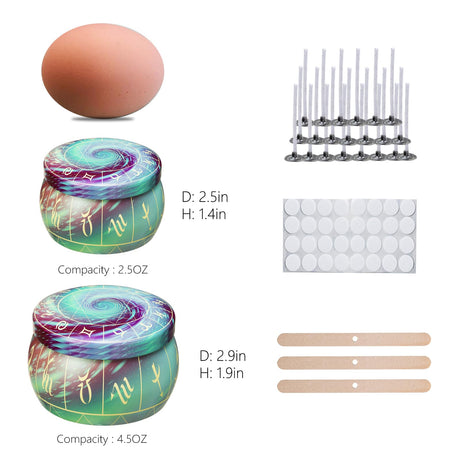 Arxinor Empty 2.5 oz Candle Tins Candle Jars 28 Pcs 28 Patterns, Candle Making Kits, with Wicks, Wick Holders & Stickers Arxinor