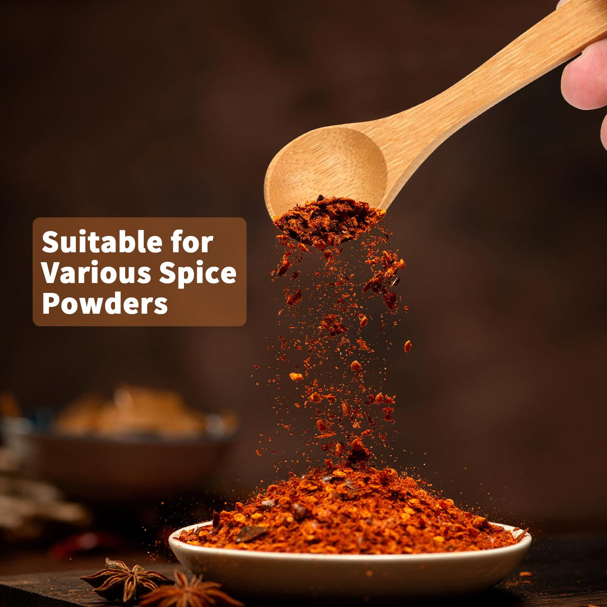 5.2 Inch Bamboo Spoons, Small Wooden Spoons for Condiments, Spices, Sugar, Salt, Jam, Coffee, Hrbs and Honey, Tiny wood Teaspoons for Serving Kitchen (5 PCS) aerzip