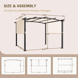 Meetleisure 10' x 10' Arched Top Outdoor Pergola, Pergola Canopy with with Adjustable and Retractable Canopy for Patio Use, Metal Pergola with Durable and Sturdy Frame & Water-Resistant Canopy, Beige MeetLeisure