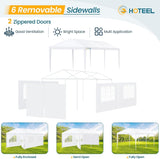 HOTEEL 10'x20' Outdoor White Waterproof Gazebo Canopy Party Tent with 4 Removable Sidewalls Windows Carpas para Patio for Weddings Events Beach BBQ Parties Hoteel
